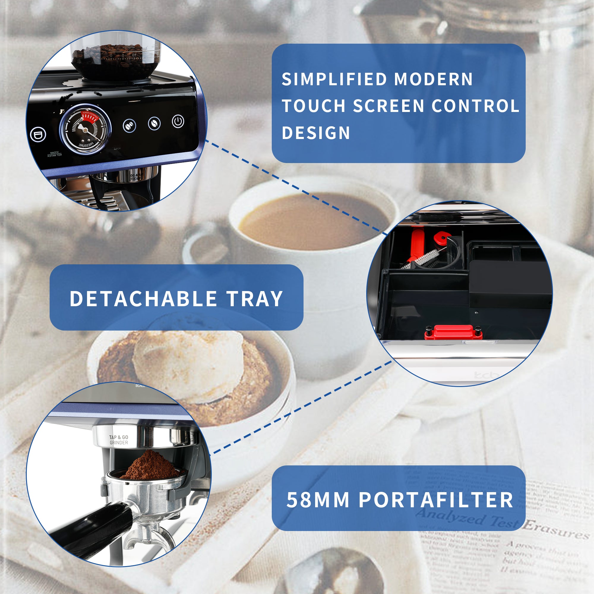 Intelligent Coffee Machine Touch Screen Smart Coffee Maker Household  Automatic Italian Grinder Machine